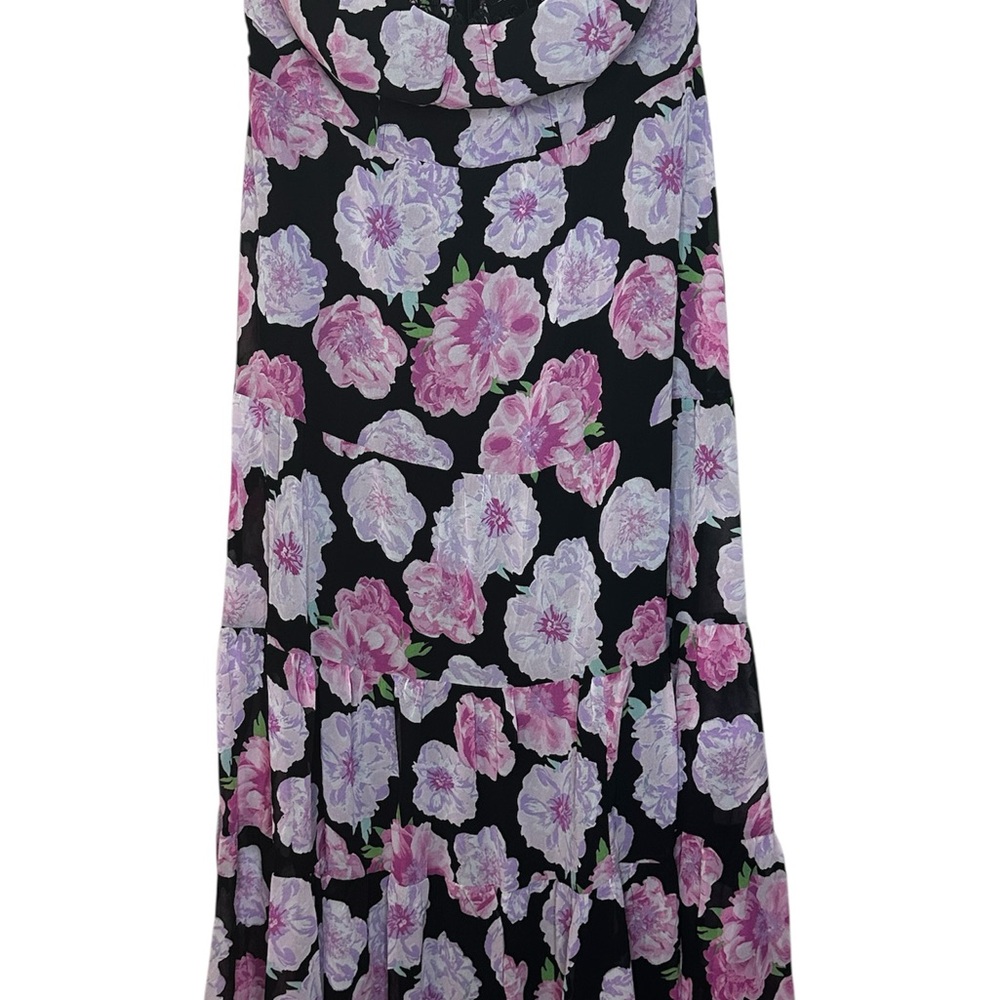 NWT Fashion Nova Curve Black and Pink Floral Maxi Dress - Picture 5 of 6